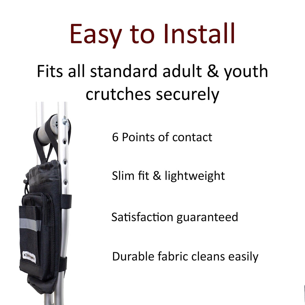 Crutcheze crutch bag attached below handgrip
