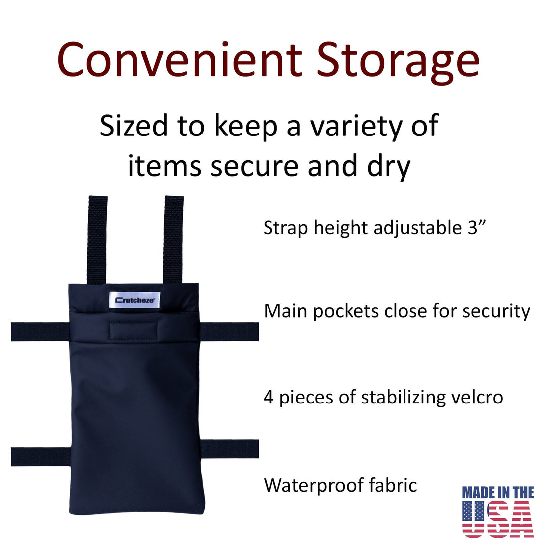 Waterproof crutch pouch with velcro straps