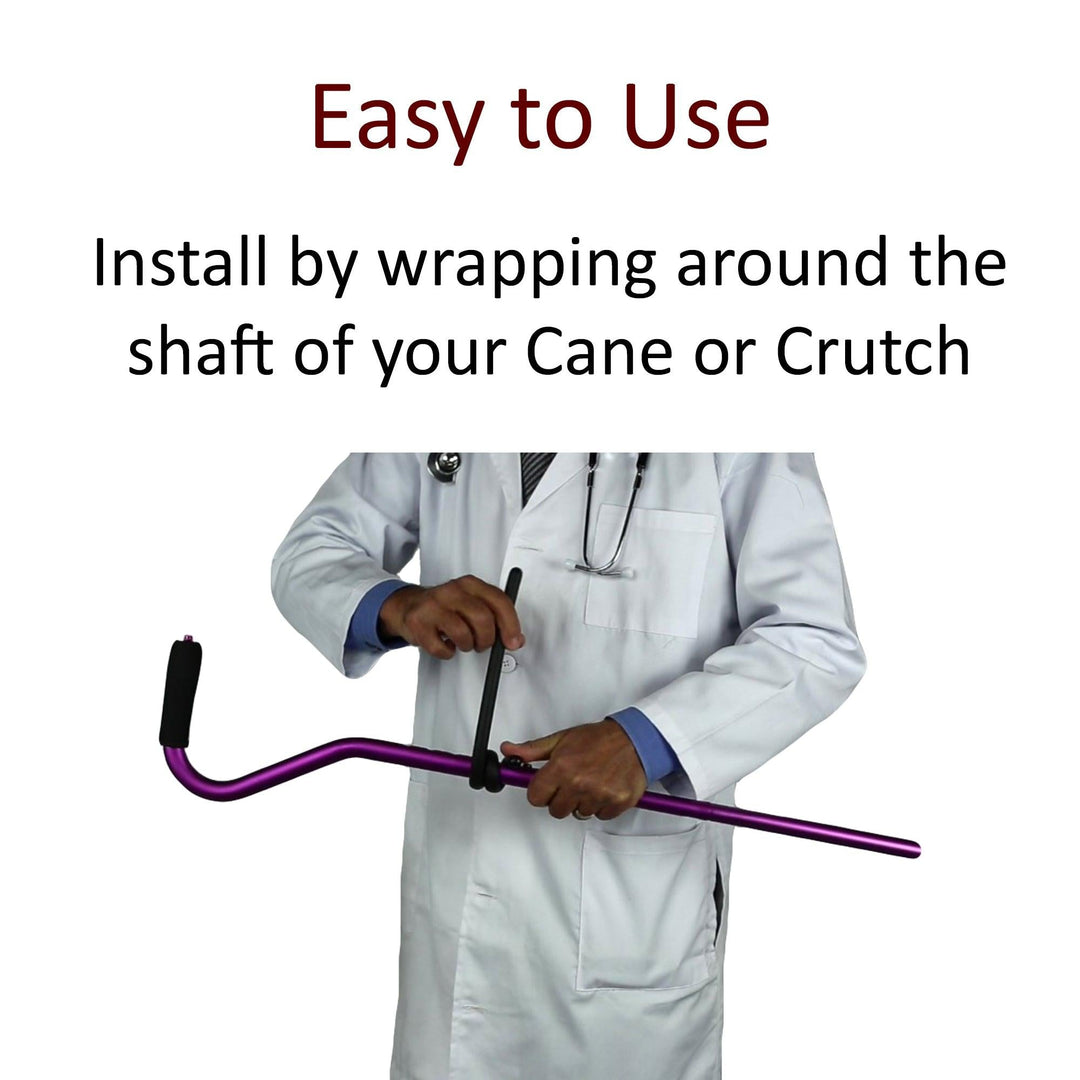 Crutch holder grip tie bent into hook