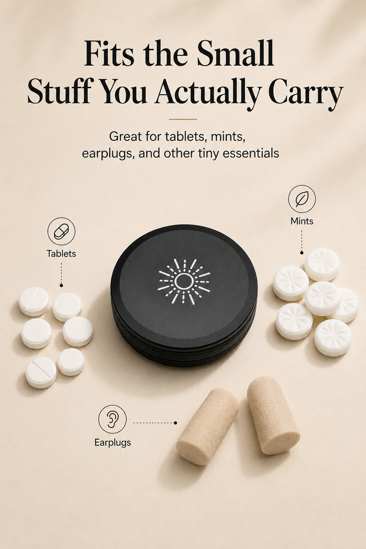 Slim Aluminum Pill Case, Low Profile Pocket Holder for Pills and Vitamins