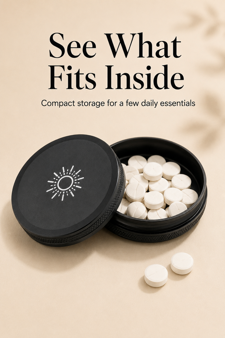 Slim Aluminum Pill Case, Low Profile Pocket Holder for Pills and Vitamins