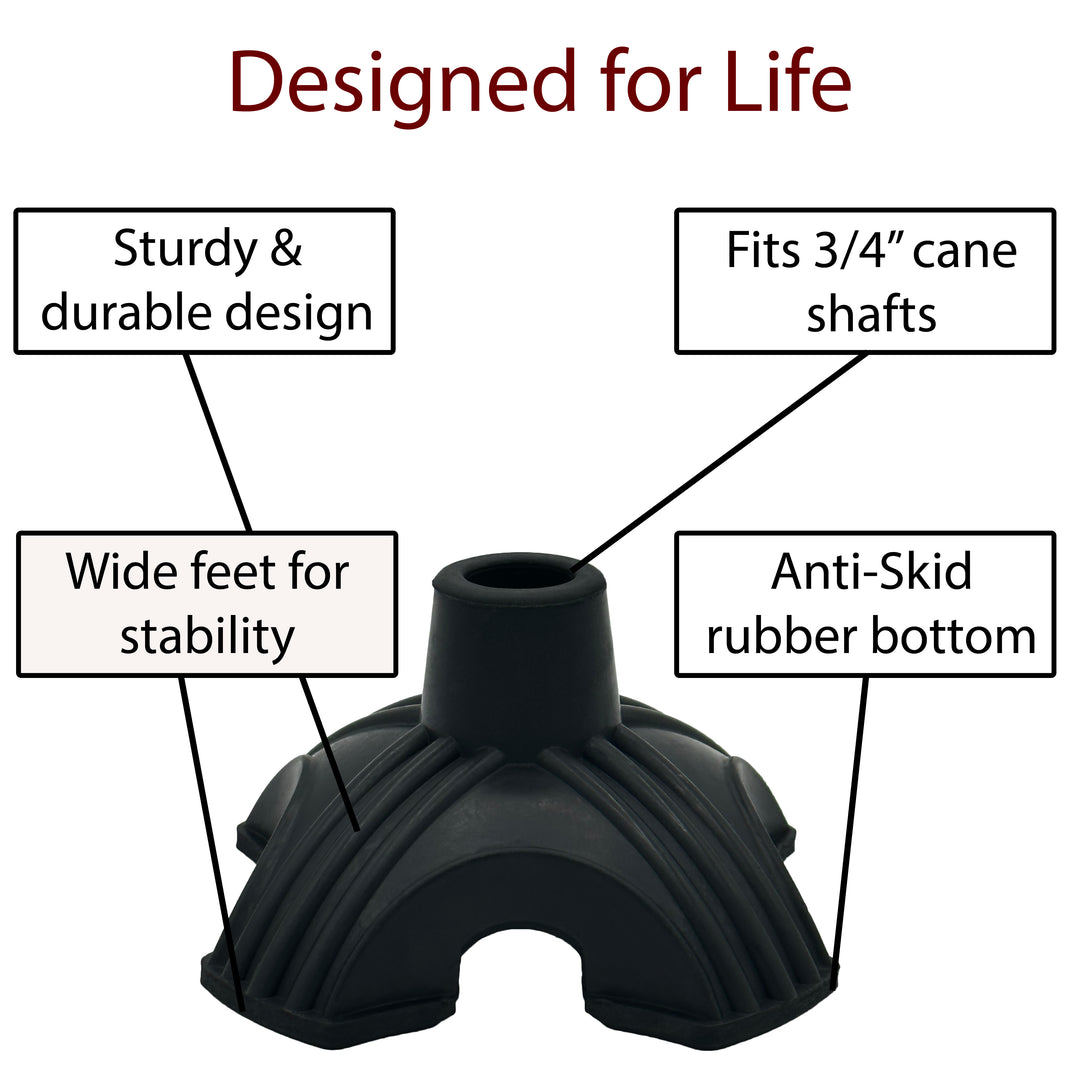 Quad Cane Tip - Replacement Rubber Tip for Cane - Walk Cane Tip 3/4"