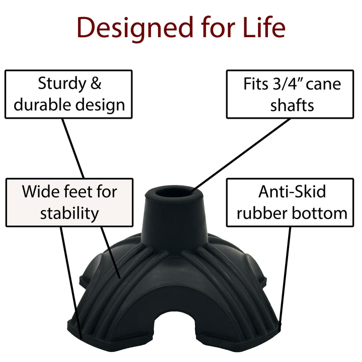 Quad Cane Tip - Replacement Rubber Tip for Cane - Walk Cane Tip 3/4"