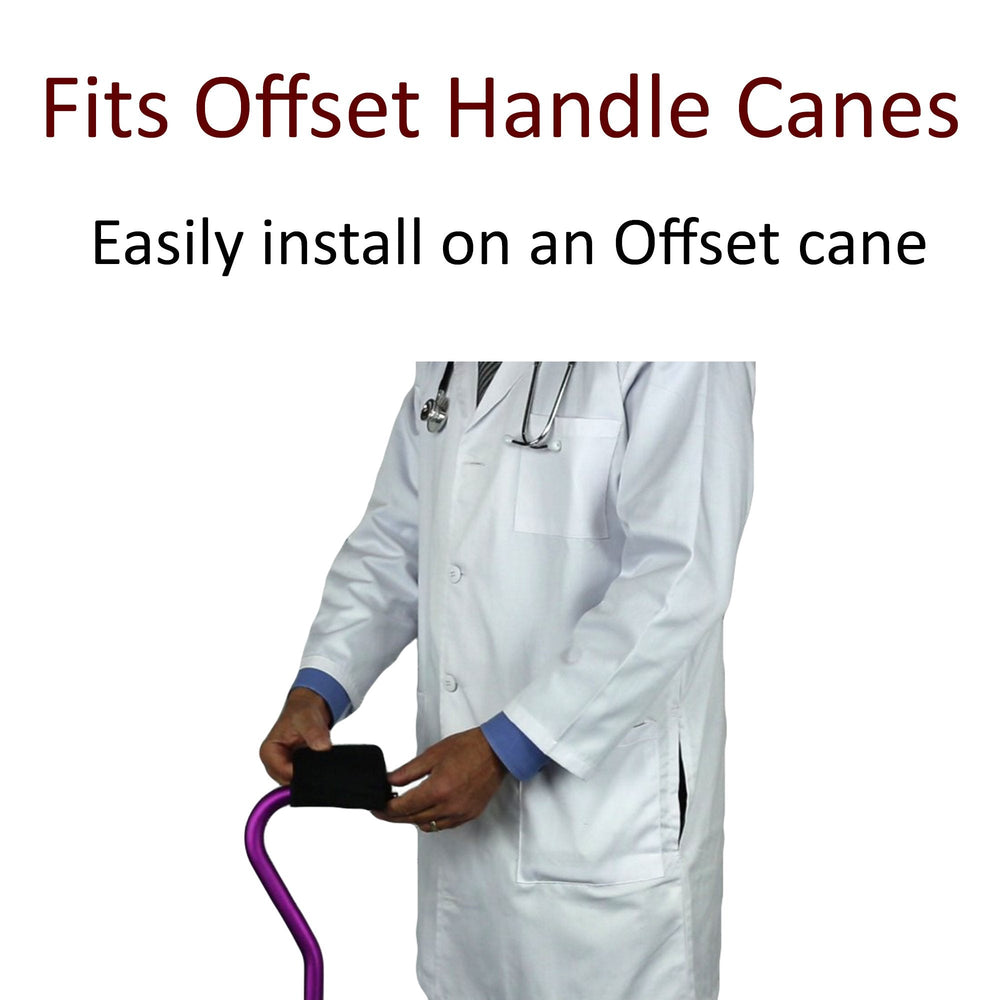 Soft foam grip cover with velcro for offset canes