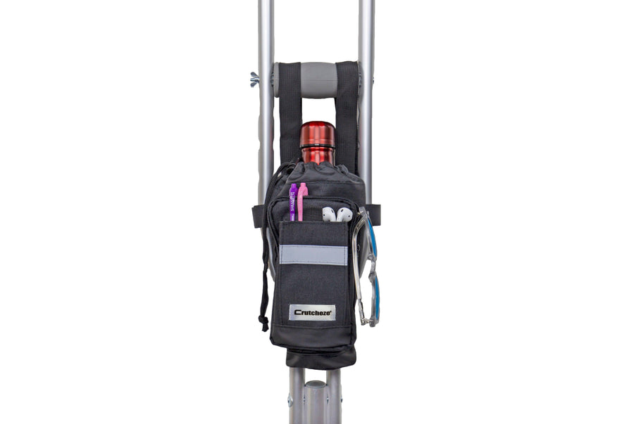 Three-pocket canvas crutch bag with velcro straps