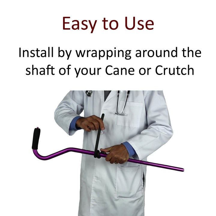 Crutch holder grip tie bent into hook